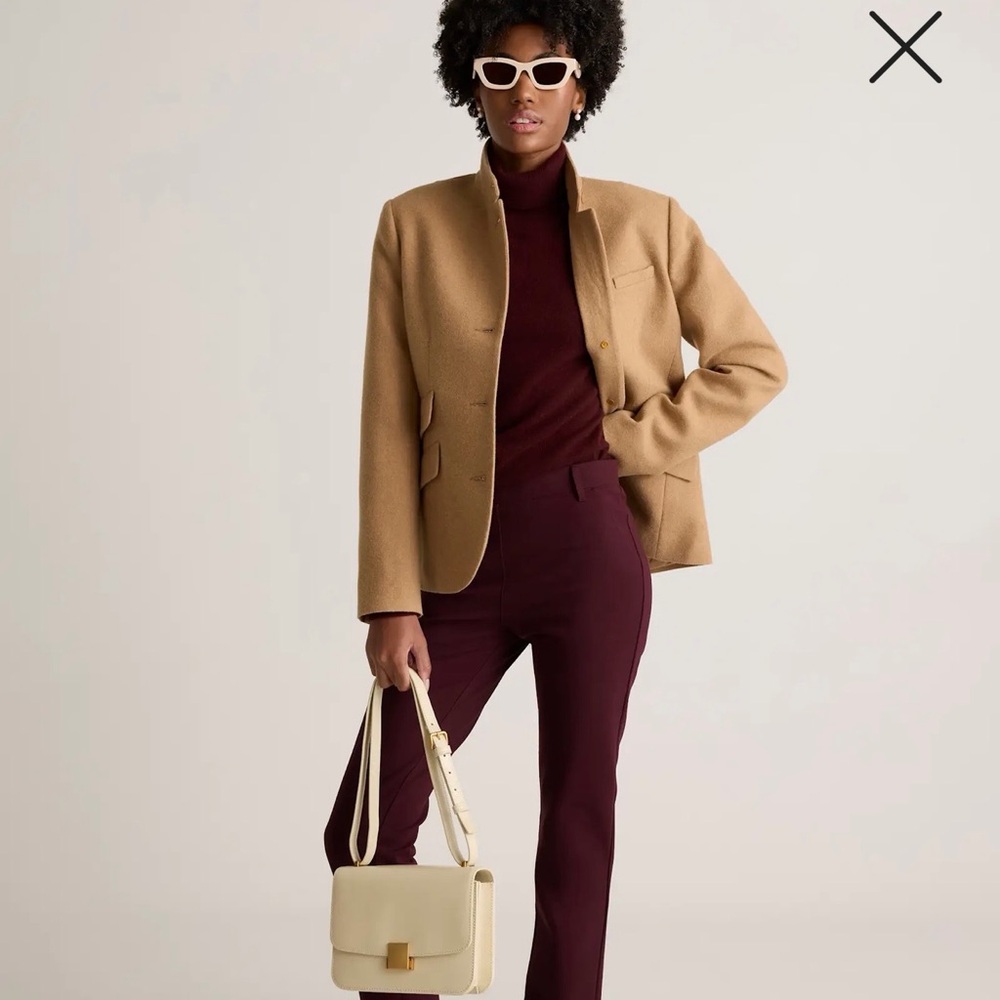 Quince Italian Wool Blazer Small Warm Caramel | Quiet Luxury Tailored Jacket - Picture 9 of 11